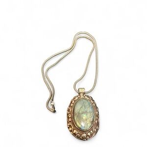 Chunky silver Labradorite Pendant Necklace